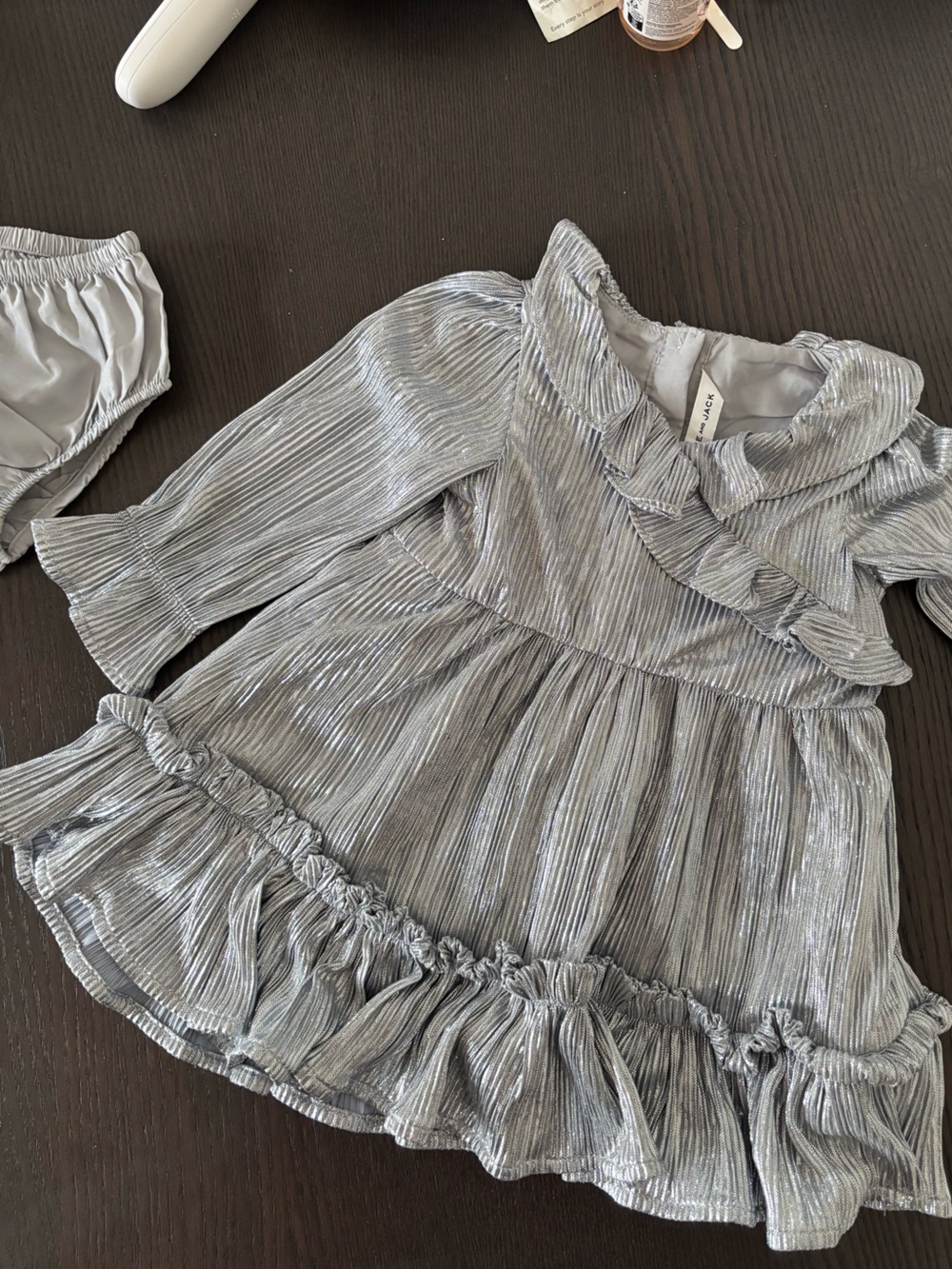 Janie and Jack Silver Metallic Ruffle Blouse